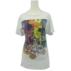Space Jam Looney Tunes Graphic T-Shirt Retro Tunes Squad Characters Sz M White